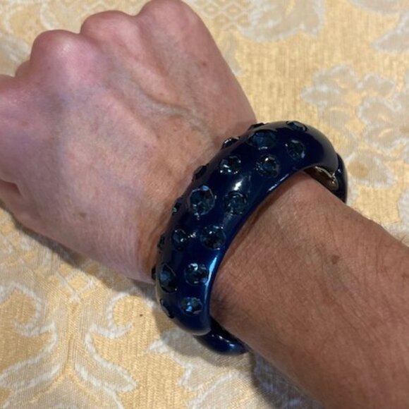 ALBERT WEISS Midnight Blue Rhinestone Clamper BRACELET - Picture 4 of 7
